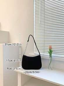 Bolso hobo con diseño de cadena - Negro - Ver 7