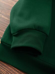 SHEIN LUNE Plus Slogan Graphic Thermal Lined Sweatshirt - Dark Green - View 4