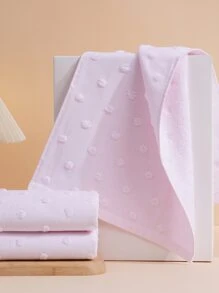 1 pieza Toalla de cara unicolor cara minimalista con diseño de pompón para casa - Rosa Pálido - Ver 1