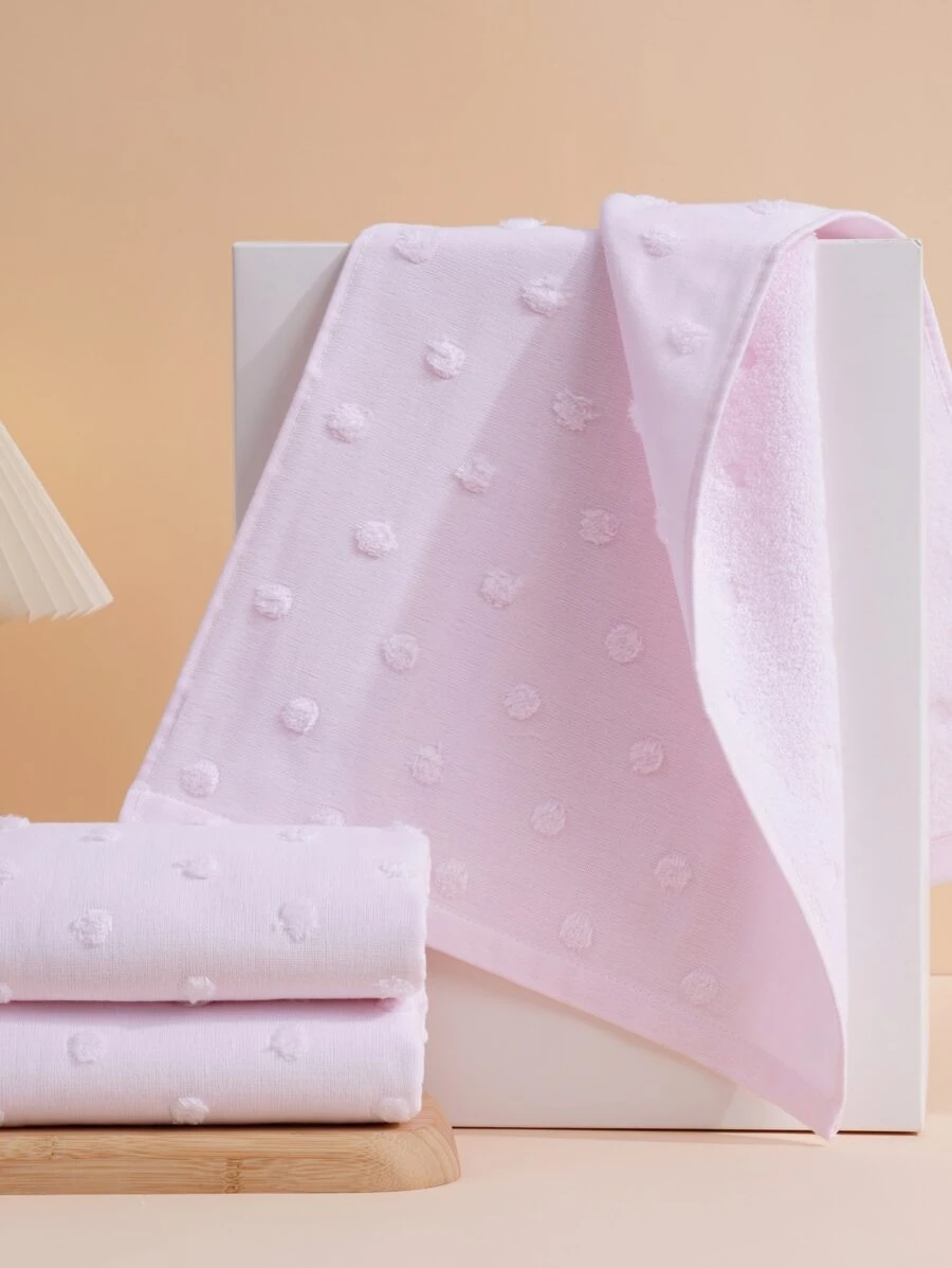 1 pieza Toalla de cara unicolor cara minimalista con diseño de pompón para casa - Rosa Pálido - Ver 1