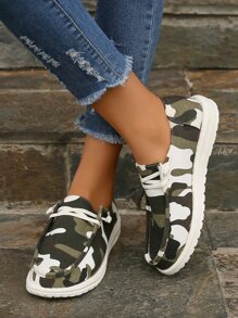 女士繫帶迷彩圖案休閒運動戶外帆布鞋 - 彩色 - 查看 2