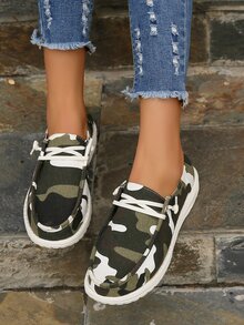 女士繫帶迷彩圖案休閒運動戶外帆布鞋 - 彩色 - 查看 4