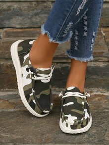 女士繫帶迷彩圖案休閒運動戶外帆布鞋 - 彩色 - 查看 5