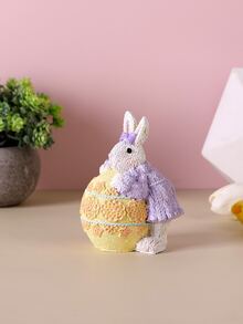 1pc Polyresin trang trí thủ công, phim hoạt hình dễ thương thỏ & trứng thiết kế đồ trang trí cho nhà lễ Phục sinh - Nhiều màu - Xem 3