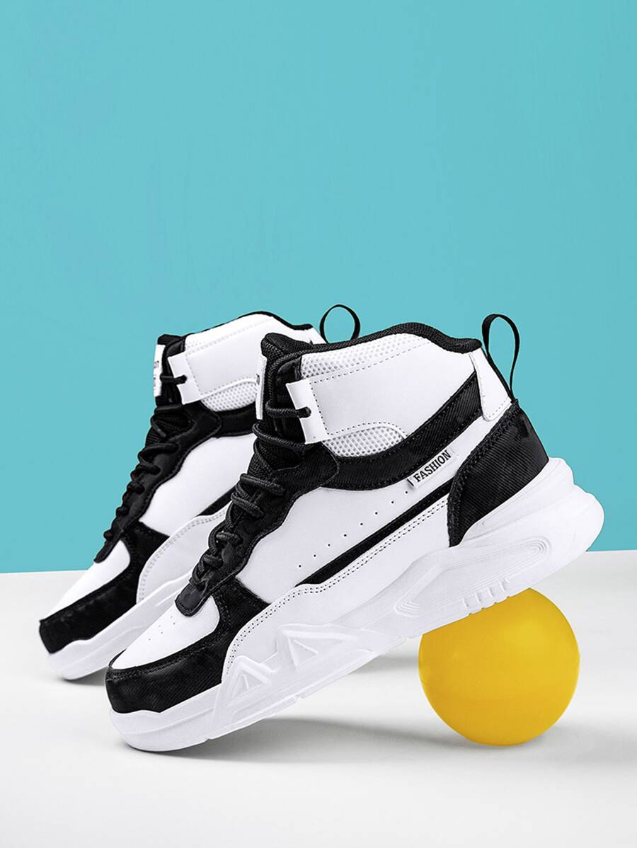 男孩繫帶雙色運動戶外籃球鞋