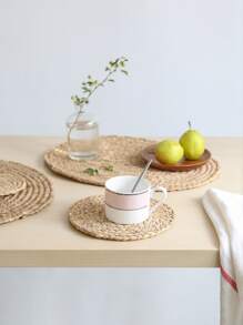 1入組編織餐墊廚房圓桌墊 - 米色 - 查看 2