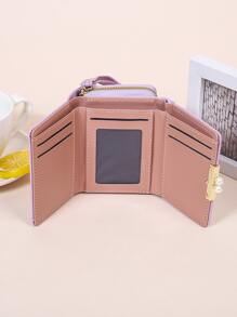 Khâu Chi Tiết Ngọc Trai Giả Trang Trí Gấp Trên Ví Nhỏ Mini Mỏng Nhẹ Nhiều Lớp - Màu tím - Xem 5