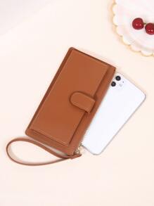 Ví dài tối giản có bao da đựng sổ séc đeo tay mỏng di động, tiền, tiền mặt cho nhân viên văn phòng, dành cho nữ, dành cho phụ nữ đại học, công việc, kinh doanh, đi làm, văn phòng, kỷ niệm, cặp đôi, làm quà tặng sinh nhật, quà tặng ngày lễ tình nhân, quà tặng - màu nâu - Xem 2