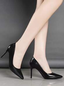 elegante negro Zapatos de tacón para de punta Tacones delgados - Negro - Ver 2