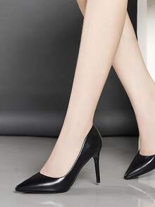 elegante negro Zapatos de tacón para de punta Tacones delgados - Negro - Ver 3