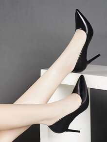 elegante negro Zapatos de tacón para de punta Tacones delgados - Negro - Ver 4