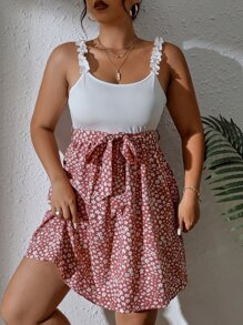 SHEIN VCAY Plus Ditsy Floral Print Frill Trim Cami Dress - Multicolor - View 5