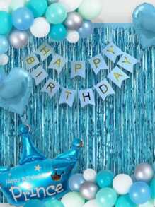 Juego de cortinas azul claro con rayas rectas y gotas de lluvia, ideal como telón de fondo de fiesta - Celeste - Ver 1