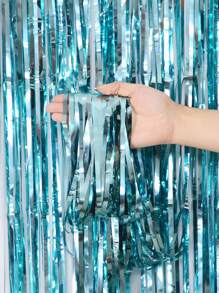 Juego de cortinas azul claro con rayas rectas y gotas de lluvia, ideal como telón de fondo de fiesta - Celeste - Ver 5