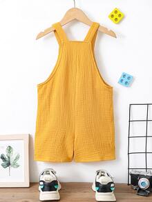 SHEIN 小男童雙口袋背帶連體短褲