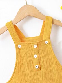 SHEIN 小男童雙口袋背帶連體短褲