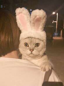 1pc Ear Design Pet Hat - White - View 4