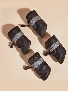 4 piezas Zapatos para mascota reflectante impermeable - Negro - Ver 2