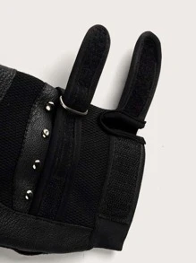 1 đôi Găng tay thể thao không ngón trang trí đính đá trang trí chống trượt - màu đen - Xem 4