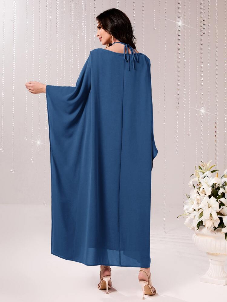 Appliques Detail Cloak Sleeve Kaftan Dress