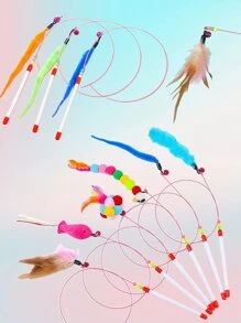 cái trang trí lông mèo ngẫu nhiên Teaser Stick - Nhiều màu - Xem 8