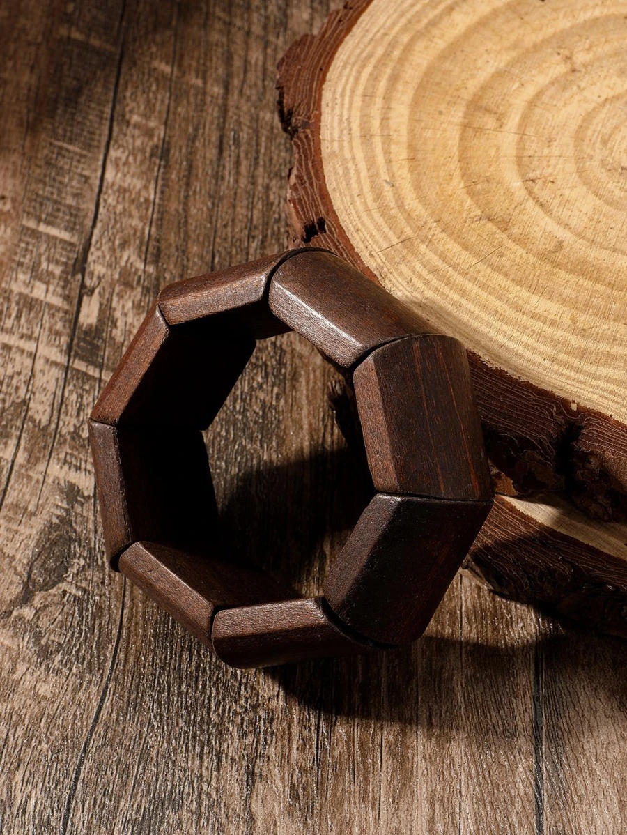 木頭串珠手鏈 - 咖啡 - 查看 1