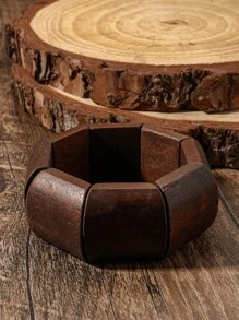 木頭串珠手鏈 - 咖啡 - 查看 2