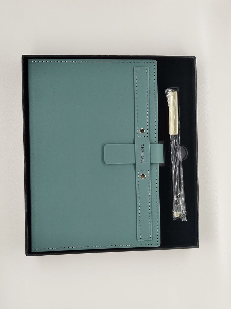 1pc Solid Color Notebook With 1pc Random Pen - Green - View 1