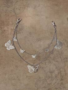 ROMWE Fairycore Cadena De Pantalones Con De Mariposa - Plateado - Ver 2