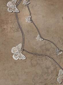 ROMWE Fairycore Cadena De Pantalones Con De Mariposa - Plateado - Ver 3