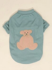 1pc Cartoon Bear Embroidered Pet Tee - Multicolor - View 2