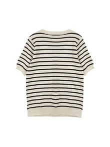 Top de punto de rayas de hombros caídos - Albaricoque - Ver 2