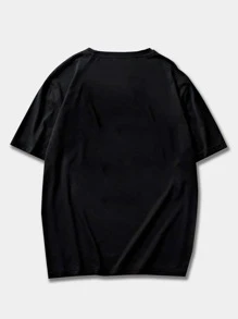 ROMWE MEN Guys Skull & Letter Graphic Tee - Black - View 2