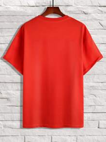 Manfinity 男士素色圓領T恤 - 橘色 - 查看 2