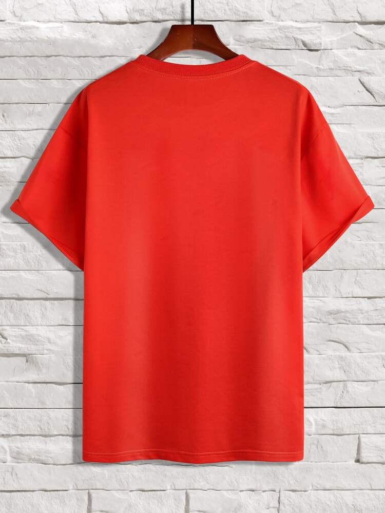 Manfinity Áo thun & Áo lót Nam màu trơn Giải trí - trái cam - Xem 2