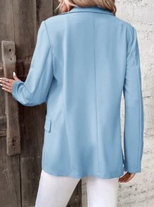 SHEIN Essnce Áo khoác Blazer cổ ve cài một nút cho mùa Thu/Đông - Màu xanh lam - Xem 2