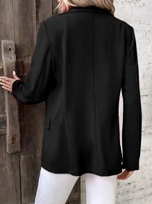 SHEIN Essnce Lapel Neck Single Button Blazer - Black - View 2