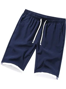 Quần Short Nam Dây kéo màu trơn Giải trí - Màu xanh hải quân - Xem 1