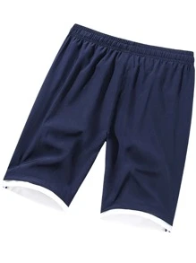 Quần Short Nam Dây kéo màu trơn Giải trí - Màu xanh hải quân - Xem 2