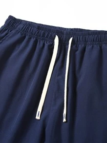 Quần Short Nam Dây kéo màu trơn Giải trí - Màu xanh hải quân - Xem 4