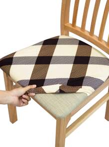 1 funda de asiento para silla de comedor impresa, elástica, extraíble, lavable, tapizada, funda protectora para asiento de silla - Multicolor - Ver 1