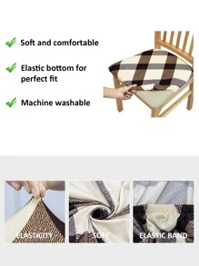 1 funda de asiento para silla de comedor impresa, elástica, extraíble, lavable, tapizada, funda protectora para asiento de silla - Multicolor - Ver 5