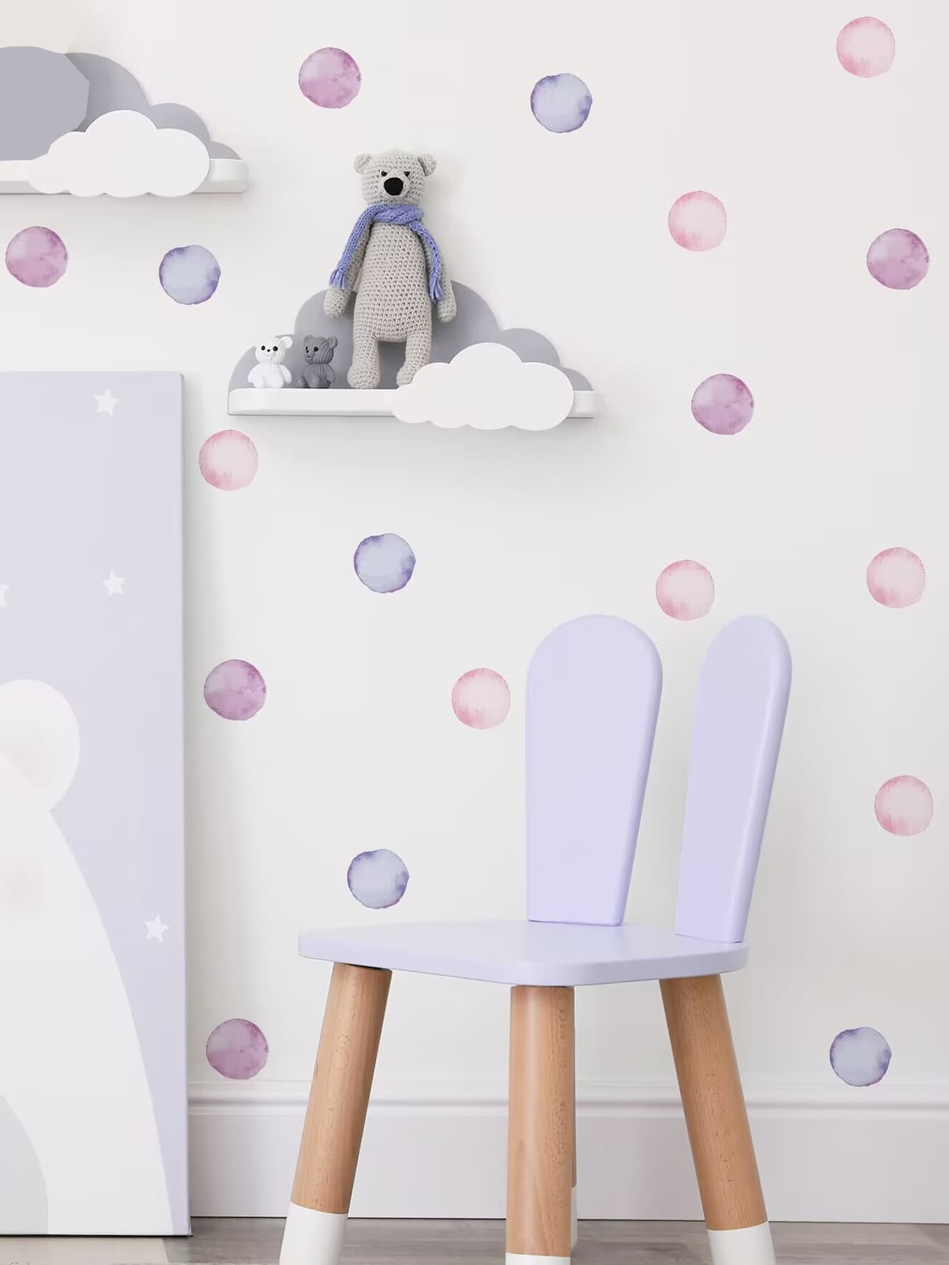 3入組/套卡通圖形牆貼圓點圖案PVC可移除牆標貼花適用於家居裝飾 - 彩色 - 查看 1