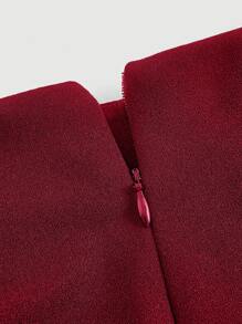 SHEIN MOD 前繫帶裙裤 - 酒紅色 - 查看 4