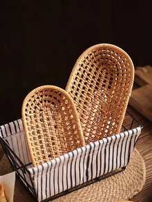 1 pieza Bandeja de servicio de cocina ratán estilo japones con diseño trenzado para cocina