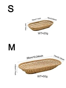 1 pieza Bandeja de servicio de cocina ratán estilo japones con diseño trenzado para cocina
