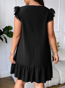 SHEIN LUNE Vestido con estampado floral de cuello de muesca bajo con fruncido - Multicolor - Ver 2
