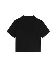 Camiseta crop unicolor cremallera - Negro - Ver 2