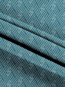 男士滿版印花拼接領POLO衫 - 青碧色 - 查看 5