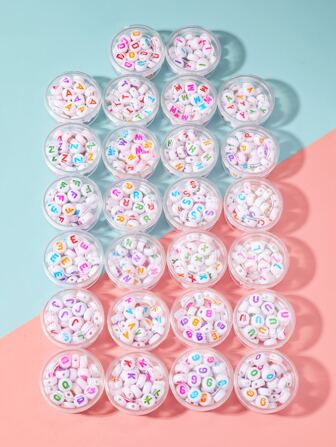 1盒字母圖案DIY珠子